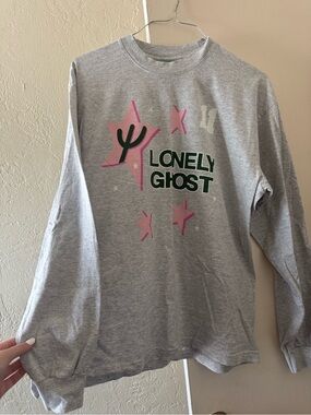 LONELY GHOST Graphic Gray Long Sleeve Tee